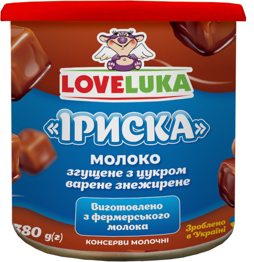 Молоко згущ.з цукром варене знежирене Іриска жерстяна банка