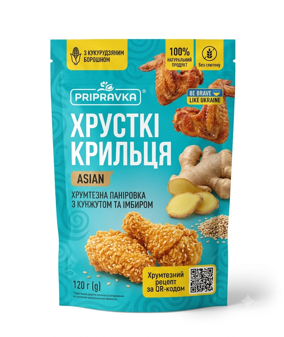 Хрумтезна паніровка з кунжутом та імбиром "Хрусткі крильця Asian"